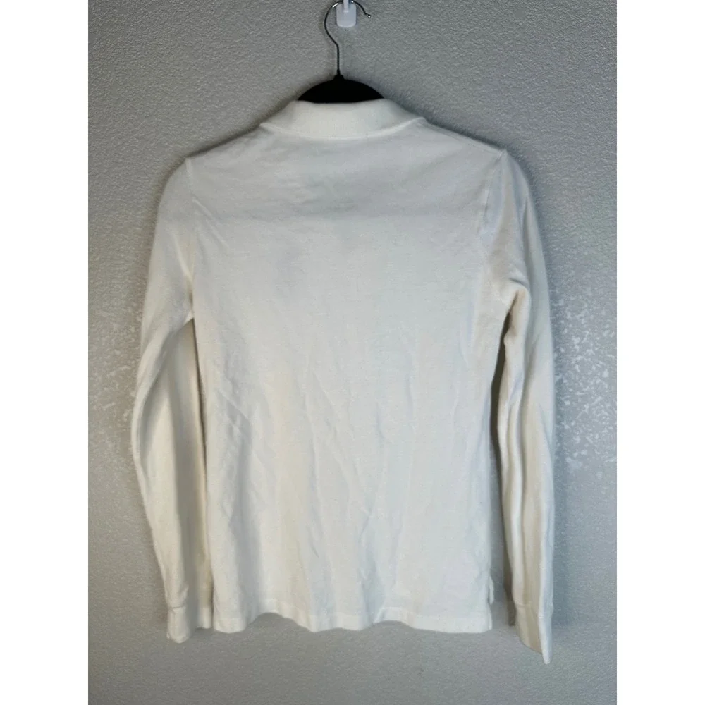 Ralph Lauren Boy's White Big Pony Long Sleeve Preppy Polo Shirt Size Small